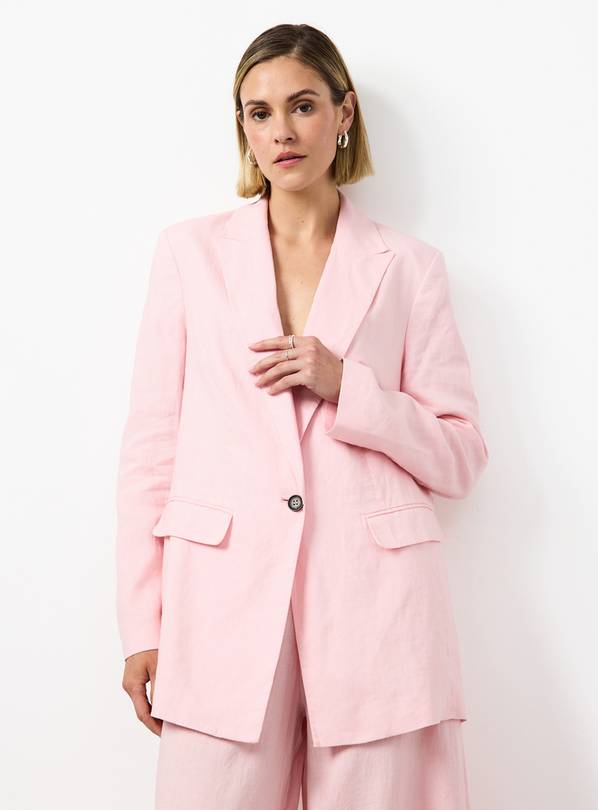 Pink Linen Longline Blazer 12